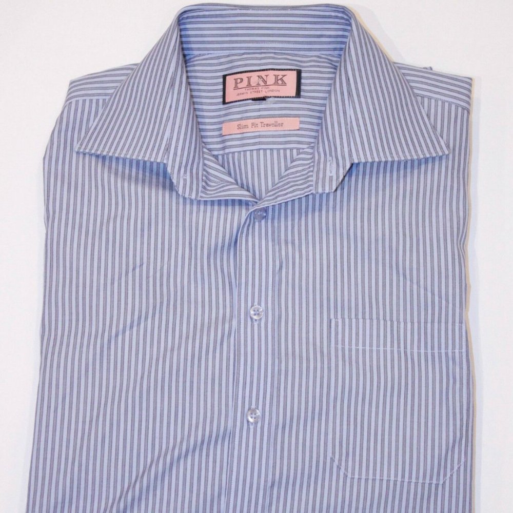 THOMAS PINK Slim Fit Traveller Stripe Dress Shirt